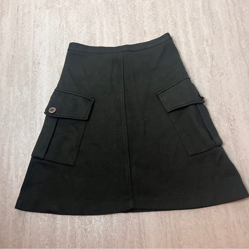 Zara skirt knit olive army green cargo side pockets size medium